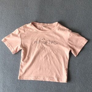 Peach Cat Line-Art Short Sleeve Tee for Kids